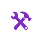 Picto Outils, violet, marteau, clé