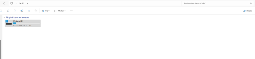 Menu "ce PC" dans l'explorateur de fichiers