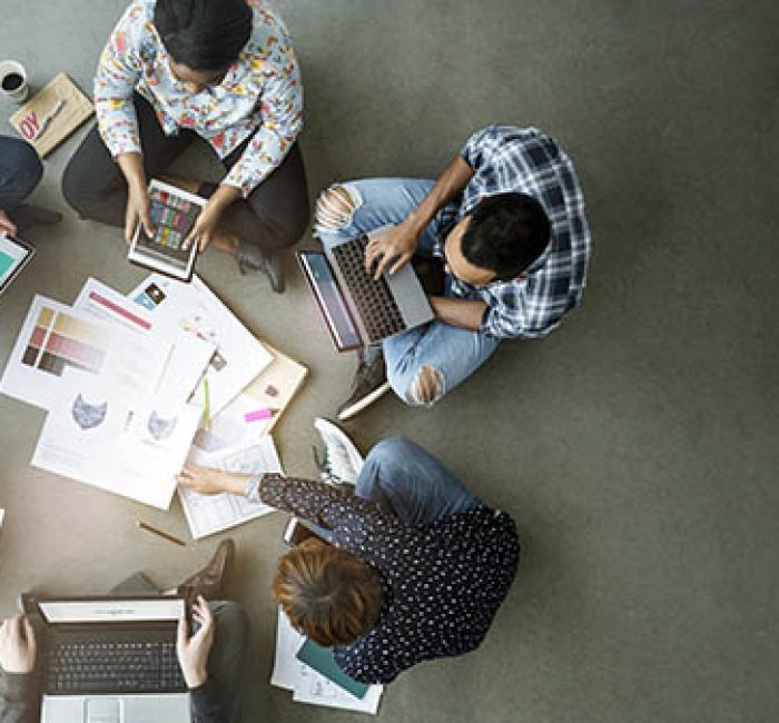 Diverse people brainstorming new ideas